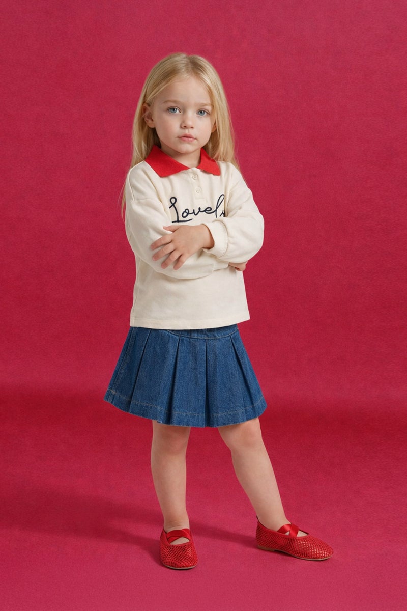 DeFacto Blue BabyGirl Baby Girl Elastic Waist Denim Skort Casual - Image 1